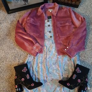 Nine West sz XL Pink Velvet Jacket